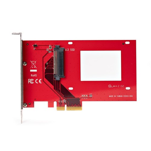 StarTech.com U.3 naar PCIe Adapter Kaart, PCIe 4.0 x4 Adapter voor 2.5" U.3 NVMe SSDs, SFF-TA-1001 PCI Express Uitbreidingskaart voor Desktops/Servers, TAA Compliant, OS Onafhankelijk