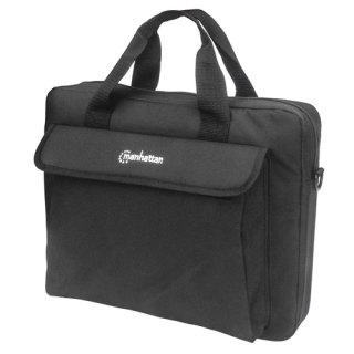 Manhattan London laptoptas 14,1", top loader, zwart, LAGE KOSTEN, accessoirevak, afneembare schouderriem, notebooktas, 3 jaar garantie