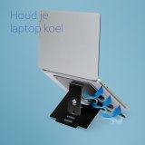 R-Go Tools Laptopstandaard R-Go Riser Flexible, ergonomisch, verstelbare inklapbare laptopverhoger, Hylite aluminium, zwart