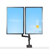 StarTech.com Dubbele Monitor Arm voor Bureaumontage, Full Motion Monitorbeugel voor 2x VESA-displays tot 32" (8kg), Verticale Stapelbare Armen, Hoogte verstelbaar/Articulerend - Bureauklem/Doorvoertule