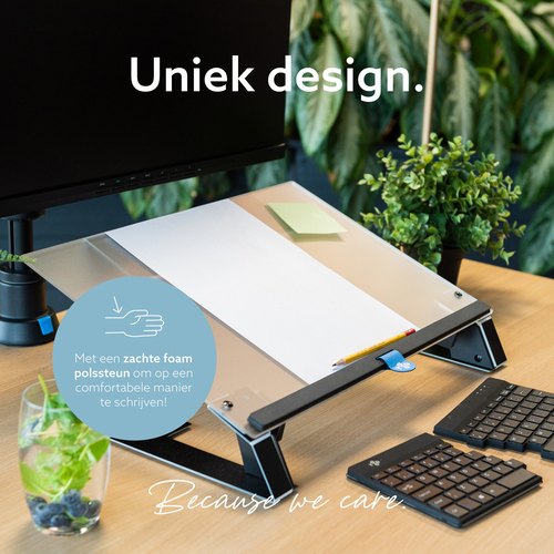 R-Go Tools Documenthouder R-Go Read2Write, voor lezen en schrijven, ergonomisch, met soft foam polssteun, mat acrylaat