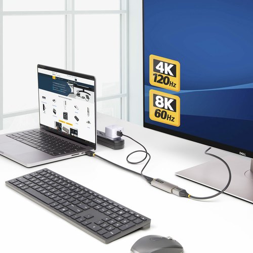 StarTech.com 30cm HDMI naar DisplayPort Adapter Kabel, 8K 60Hz, Actieve HDMI 2.1 naar DP 1.4 Video Converter, HDCP 1.4/2.1/2.2/2.3, DSC 1.2a, USB Bus Powered met Meegeleverde Kabel