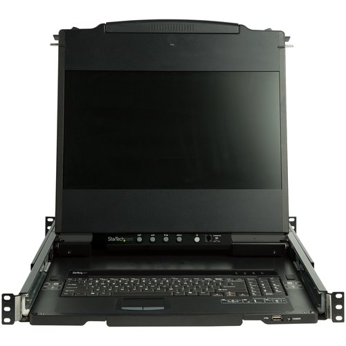 StarTech.com Dual Rail KVM Rack Console, HD 1080p, Single Port DVI/VGA KVM met 17" LCD Scherm voor Server Rack, Universele 1U LCD KVM Console met Kabels, USB Support, 50000 MTBF, QWERTY Keyboard