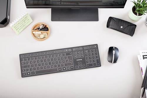 CHERRY KW 9100 SLIM toetsenbord Universeel RF-draadloos + Bluetooth AZERTY Frans Zwart