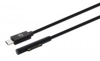Manhattan USB-C naar Microsoft Surface oplaadkabel, 1,8 m, mannelijk naar mannelijk, 15V/3A, alleen laden (geen data), zwart, levenslange garantie