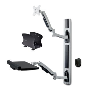 StarTech.com Wandmonteerbare Zit-Sta Werkplek, VESA-Beugel Voor 32" Scherm (10kg), Volledig Scharnierende Monitorarm & Toetsenbordhouder