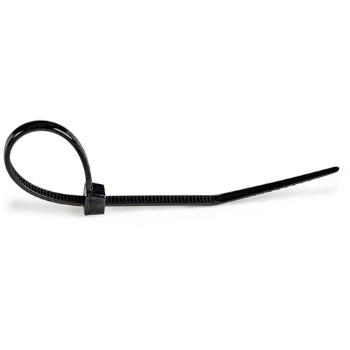 StarTech.com 15 cm Zwarte Kabelbinders 3 mm Breed, 39 mm Bundeldiameter, 18 kg Treksterkte Zelfsluitende Snelbinders uit Nylon met Gebogen Punt, 94V-2/UL Listed, 1000 stuks
