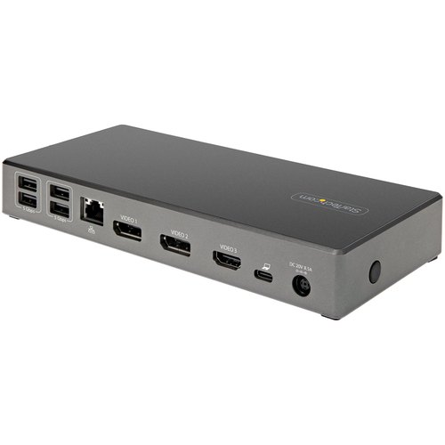 StarTech.com USB C Dock - Triple 4K Monitor USB Type-C Docking Station - 100W Power Delivery - DP 1.4 Alt Mode & DSC, 2x DisplayPort 1.4/HDMI 2.0 - 6xUSB (2x 10Gbps), SD - Windows/Chrome