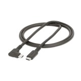 StarTech.com 1m Haakse USB-C Kabel, Rugged, USB 3.2 Gen 2 (10 Gbps), USB C naar C Data transfer Kabel met Rechte Hoek, 4K 60Hz DP Alt Mode, 100W Power Delivery, USB Type-C Kabel
