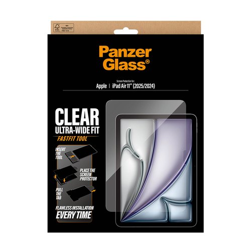PanzerGlass ® Screen Protector iPad Air 11" (2024-2026) | Ultra-Wide Fit w. FASTFIT TOOL Doorzichtige schermbeschermer Apple 1 stuk(s)