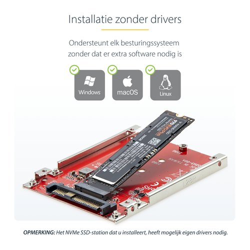StarTech.com M.2 naar U.3 Adapter voor M.2 NVMe SSDs, PCIe M.2 Schijf naar 2.5inch U.3 (SFF-TA-1001) Host Adapter/Converter, TAA Compliant, 2.5" Drive Form Factor