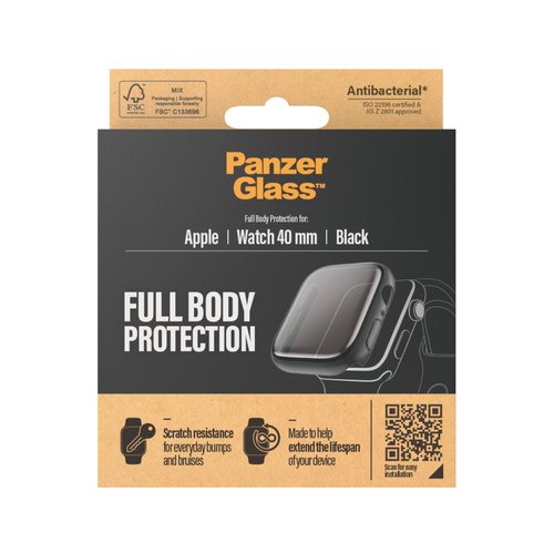 PanzerGlass ® Full body Case Black Apple Watch Series SE 3 | SE | 6 | 5 | 4 | 40mm Doorzichtige schermbeschermer 1 stuk(s)