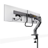 StarTech.com Dual Monitor Arm met Crossbar voor Bureau, Tot 27 inch Schermen, VESA 75x75/100x100, Max 15kg, C-klem, Volledig Scharnierend, Arm met Veermechanisme, TAA