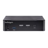 StarTech.com 2 Port USB C KVM Switch, DisplayPort KVM met 4K 60Hz UHD HDR Video, 3.5mm Audio, 4x USB HID en 2x USB A 3.2 Gen 1 5Gbps Hub, High-speed USB 3.0 Hub, Hot Key Schakeling, Thunderbolt 3/4 Compatibel