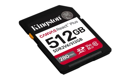 Kingston Technology 512GB Canvas React Plus SDXC UHS-II 280R/150W U3 V60 voor Full HD/4K