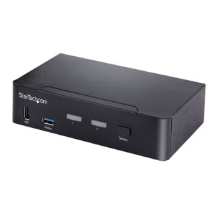 StarTech.com 2 Port USB C KVM Switch, DisplayPort KVM met 4K 60Hz UHD HDR Video, 3.5mm Audio, 4x USB HID en 2x USB A 3.2 Gen 1 5Gbps Hub, High-speed USB 3.0 Hub, Hot Key Schakeling, Thunderbolt 3/4 Compatibel