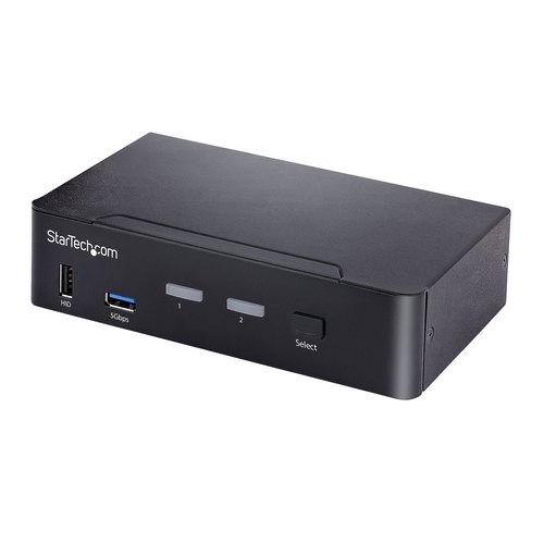 StarTech.com 2 Port USB C KVM Switch, DisplayPort KVM met 4K 60Hz UHD HDR Video, 3.5mm Audio, 4x USB HID en 2x USB A 3.2 Gen 1 5Gbps Hub, High-speed USB 3.0 Hub, Hot Key Schakeling, Thunderbolt 3/4 Compatibel