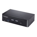 StarTech.com 2 Port USB C KVM Switch, DisplayPort KVM met 4K 60Hz UHD HDR Video, 3.5mm Audio, 4x USB HID en 2x USB A 3.2 Gen 1 5Gbps Hub, High-speed USB 3.0 Hub, Hot Key Schakeling, Thunderbolt 3/4 Compatibel