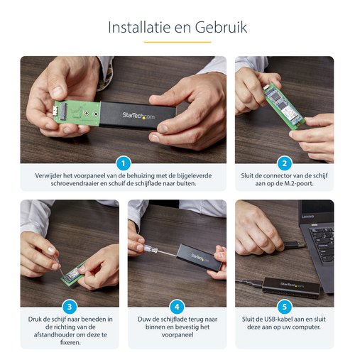 StarTech.com M.2 SSD Behuizing voor M.2 SATA SSDs - USB 3.0 (5Gbps) met UASP - Externe M.2 SSD Behuizing - Aluminum