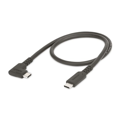 StarTech.com 50cm Haakse USB-C Kabel, Rugged, USB 3.2 Gen 2 (10 Gbps), USB C naar C Data transfer Kabel met Rechte Hoek, 4K 60Hz DP Alt Mode, 100W Power Delivery, USB Type-C Kabel