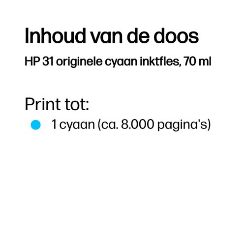 HP 31 originele cyaan inktfles, 70 ml
