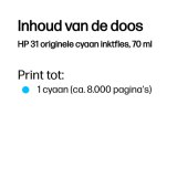 HP 31 originele cyaan inktfles, 70 ml