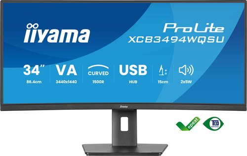 iiyama ProLite XCB3494WQSU-B1 computer monitor 86,4 cm (34") 3440 x 1440 Pixels UltraWide Quad HD LED Zwart