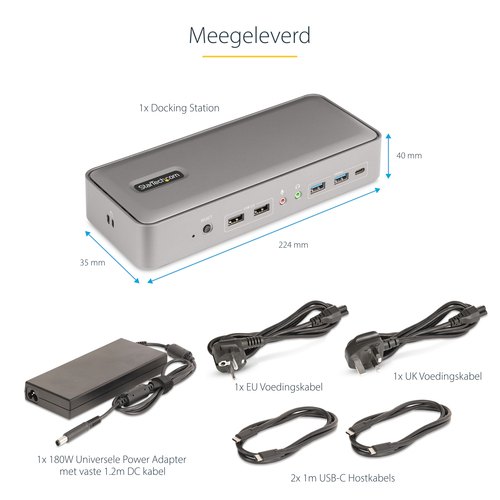 StarTech.com Dual-Laptop USB-C KVM Docking Station, Dual Monitor 4K 60Hz DisplayPort Dock, 5-Port USB Hub, GbE, 90W/45W Power Delivery voor Twee Laptops, Windows/Mac, Dual Host KVM Dock
