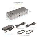 StarTech.com Dual-Laptop USB-C KVM Docking Station, Dual Monitor 4K 60Hz DisplayPort Dock, 5-Port USB Hub, GbE, 90W/45W Power Delivery voor Twee Laptops, Windows/Mac, Dual Host KVM Dock