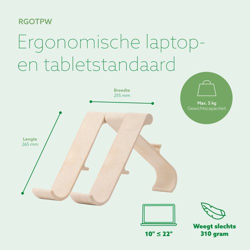 R-Go Tools Laptop- en tabletstandaard R-Go Treepod, ergonomisch en modulair, verstelbaar, biobased