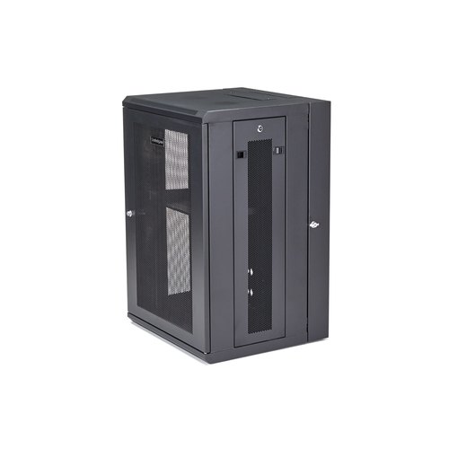StarTech.com 4 Post 18U Wandmonteerbare Netwerkkast met 1U Schap, 19" Scharnierende Patchkast voor Data/AV/Electronica/Computer Apparatuur, Veelzijdig Geventileerd Server Rack, Vergrendelbaar