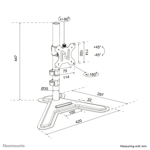 Neomounts DS45-600BL1 Monitorstandaard voor één scherm 10-32"