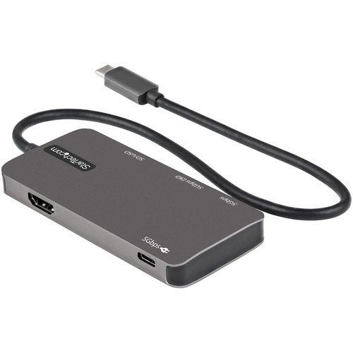 StarTech.com USB C Multiport Adapter - USB-C naar 4K HDMI, 100W Power Delivery Pass-through, SD/MicroSD Slot, 3-Port USB 3.0 Hub - USB Type-C Mini Dock - Lange (30cm) Kabel