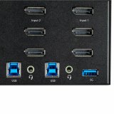StarTech.com 2 Port Triple Monitor KVM HDMI Switch, 4K 60Hz Ultra HD HDR, Desktop Hub 4K HDMI 2.0 KVM Schakelaar met 2x USB 3.0 (5Gbps) & 4x USB 2.0 HID, Audio, Hotkey Switching, TAA