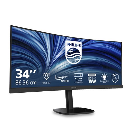 Philips 34B2N3500C/00 computer monitor 86,4 cm (34") 3440 x 1440 Pixels Wide Quad HD LCD Zwart