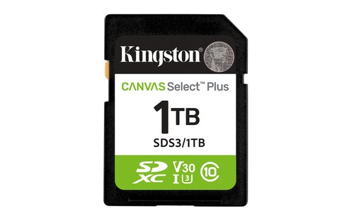 Kingston Technology 1TB SDXC Canvas Select Plus Gen3 150MB/s C10 UHS-I U3 V30
