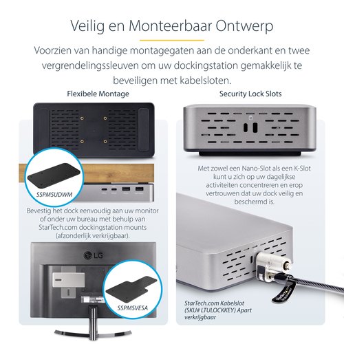 StarTech.com Dual-Monitor USB4 Docking Station, Dual 4K 120Hz of Single 8K 60Hz HDMI, 100W Laptop Charging, 2.5GbE, USB-C Multi-Monitor Dock, Zonder Drivers