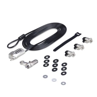 StarTech.com Kabelslot Kit voor Laptop/Desktop & Randapparatuur, Anti-diefstal Beveiligingsslot, K-Slot, 3m Stalen Kabel, 3 Apparaten, Herinstelbare 4-cijfer combinatieslot