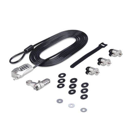 StarTech.com Kabelslot Kit voor Laptop/Desktop & Randapparatuur, Anti-diefstal Beveiligingsslot, K-Slot, 3m Stalen Kabel, 3 Apparaten, Herinstelbare 4-cijfer combinatieslot