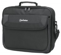 Manhattan Cambridge laptoptas 14,1", laptoptas met volledige opening, zwart, LAGE KOSTEN, accessoirevak + achtervak, afneembare schouderriem, clamshell, 3 jaar garantie