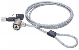 Manhattan Laptopslot (Kensington) met 2 sleutels, compatibel met standaard Kensington-slot, kabel van 1,5 m, diefstalbeveiliging, stalen kabel met transparante PVC-coating, levenslange garantie