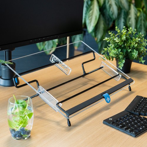R-Go Tools Documenthouder R-Go Flex Read, ergonomisch, met soft foam polssteun, transparant acrylaat