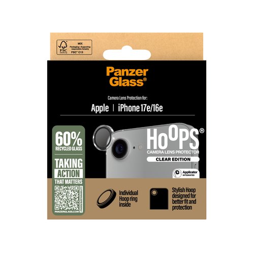 PanzerGlass ® Hoops® Camera Lens Protector Transparent iPhone 17e | 16e Doorzichtige schermbeschermer Apple 1 stuk(s)