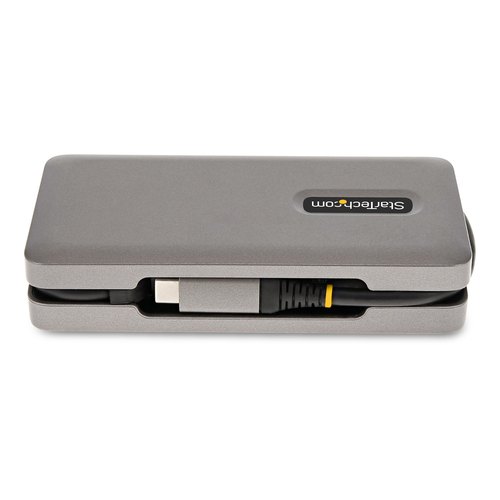 StarTech.com USB-C Multiport Adapter, 4K 60Hz HDMI/DP, 3-Port USB Hub, 100W Power Delivery Pass-Through, GbE, Travel Docking Station met Charging, Mini Dock, 30cm Wrap-Around Kabel