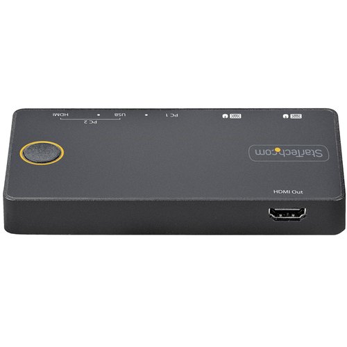 StarTech.com 2 Port Hybride USB-A + HDMI & USB-C KVM Switch - Enkele 4K 60Hz HDMI 2.0 Monitor - Compacte Desktop en/of Laptop HDMI KVM Switch - USB Bus Powered - Thunderbolt 3 Compatibel