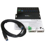 StarTech.com 7-Port USB 3.0 Hub - 5Gbps - Metalen Industriële USB-A Hub met ESD-bescherming & 350W overspanningsbeveiliging - Din Rail/Wand/Bureau Monteerbaar - TAA Compliant USB Expander Hub