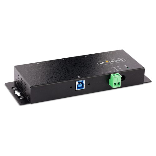 StarTech.com 4-Port Industrial USB 3.0 Hub, 5Gbps, Rugged USB Hub met ESD en Overspanningsbeveiliging, DIN/Wand/Bureau Monteerbare USB-A Hub, USB Expander met Vergrendelbare Poorten, Heavy Duty