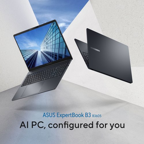 ASUS ExpertBook B3 B3605CCA-MB0370X Intel Core Ultra 5 225H Laptop 40,6 cm (16") WUXGA 16 GB DDR5-SDRAM 512 GB SSD Wi-Fi 6E (802.11ax) Windows 11 Pro Zwart, Grijs AZERTY Belgisch