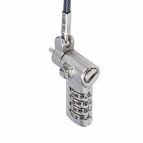 StarTech.com 2m Universeel Laptop Kabelslot, Security Kabel met Vooraf Ingesteld Combinatieslot, Compatibel met Noble Wedge&reg;/Nano/K-Slot, Cijferslot zonder Sleutel, TAA