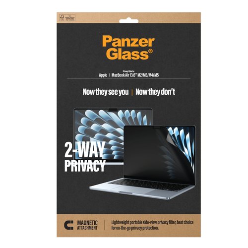 PanzerGlass ® Magnetic 2-Way Privacy Film Screen Protector MacBook Air 13.6" M5 | M4 | M3 | M2 Doorzichtige schermbeschermer 1 stuk(s)